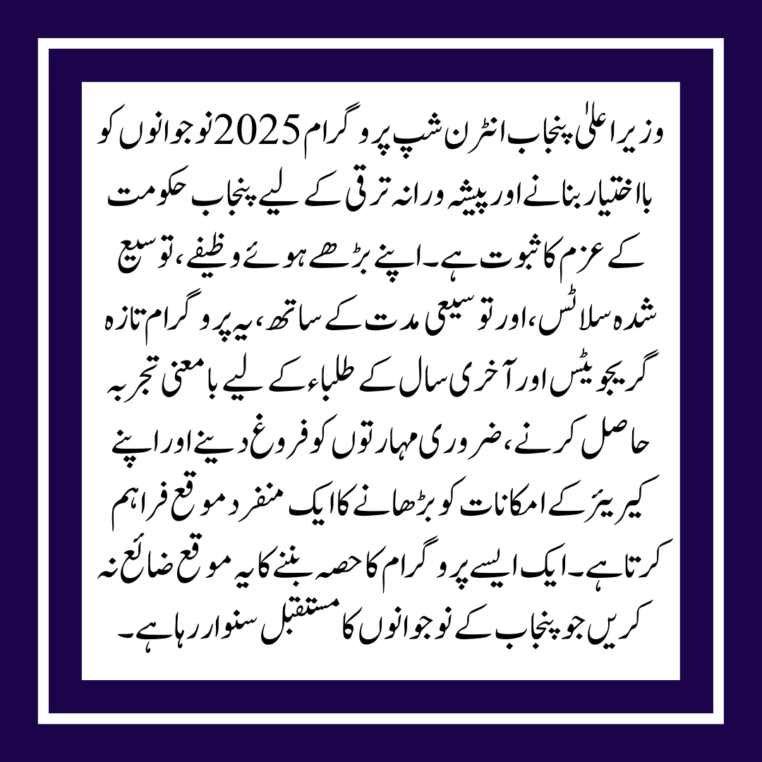 CM Punjab Internship Program 2025